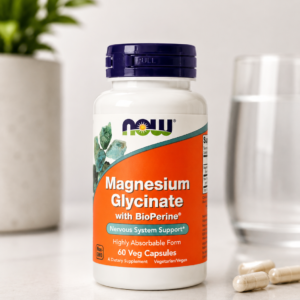 NOW Foods Magnesium Glycinate with BioPerine – 60 Veg Capsules